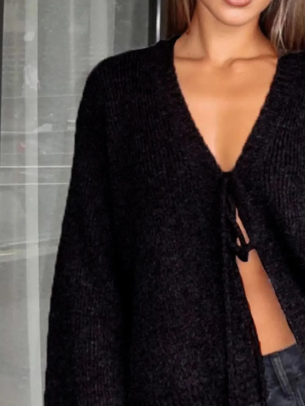 Open Front Tied Sweater Cardigan, image 5
