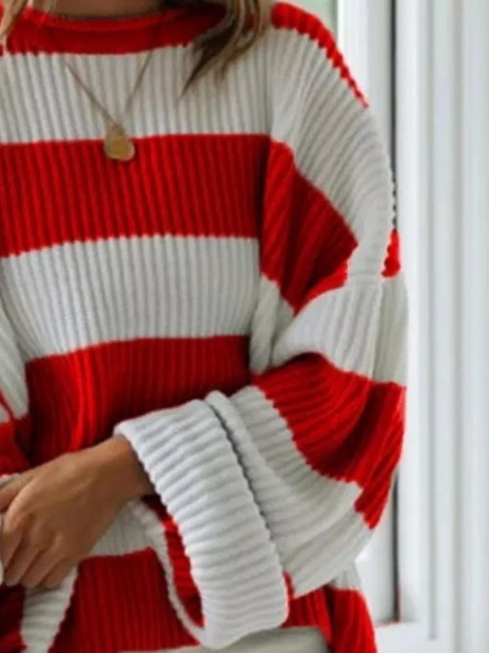 Contrast Striped Round Neck Sweater, image 13