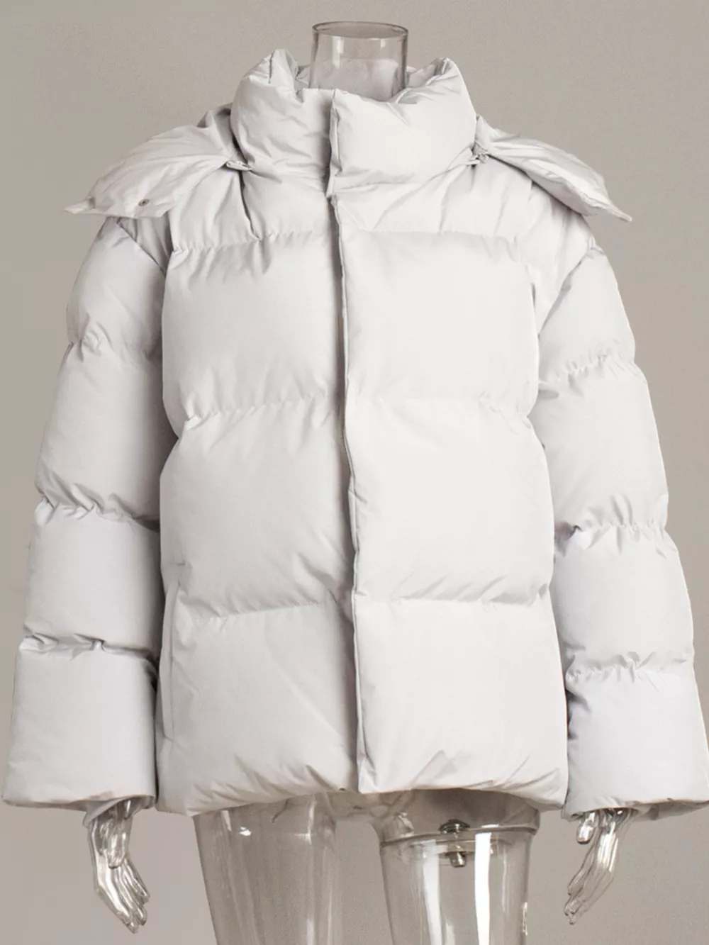 Pocketed Zip Up Hooded Puffer Jacket, image 18