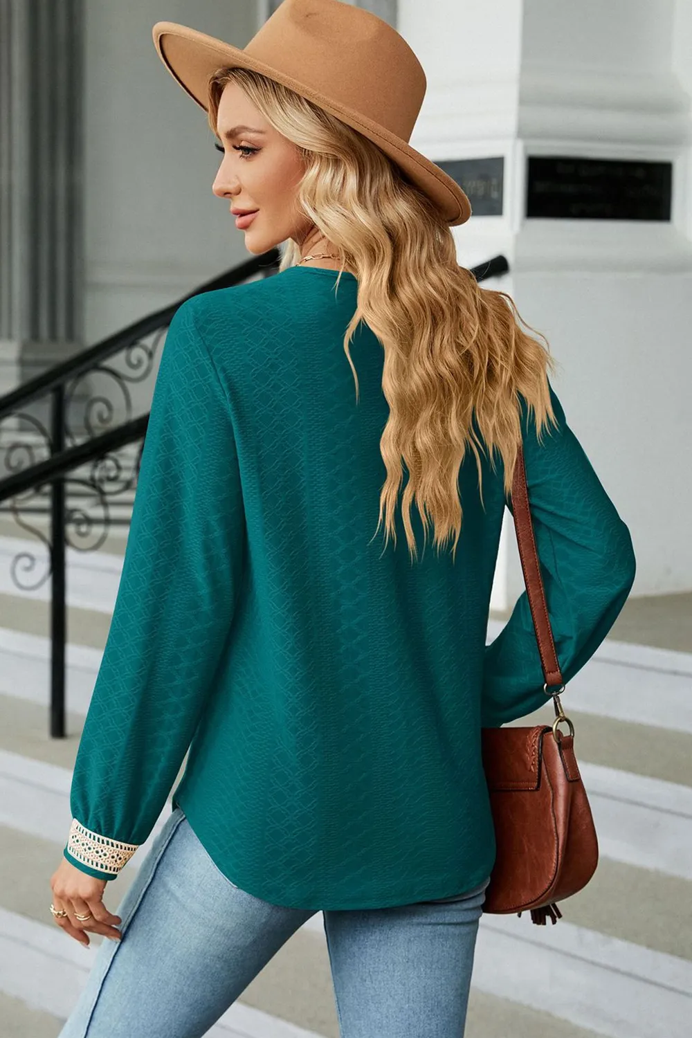 V-Neck Long Sleeve Blouse, image 13