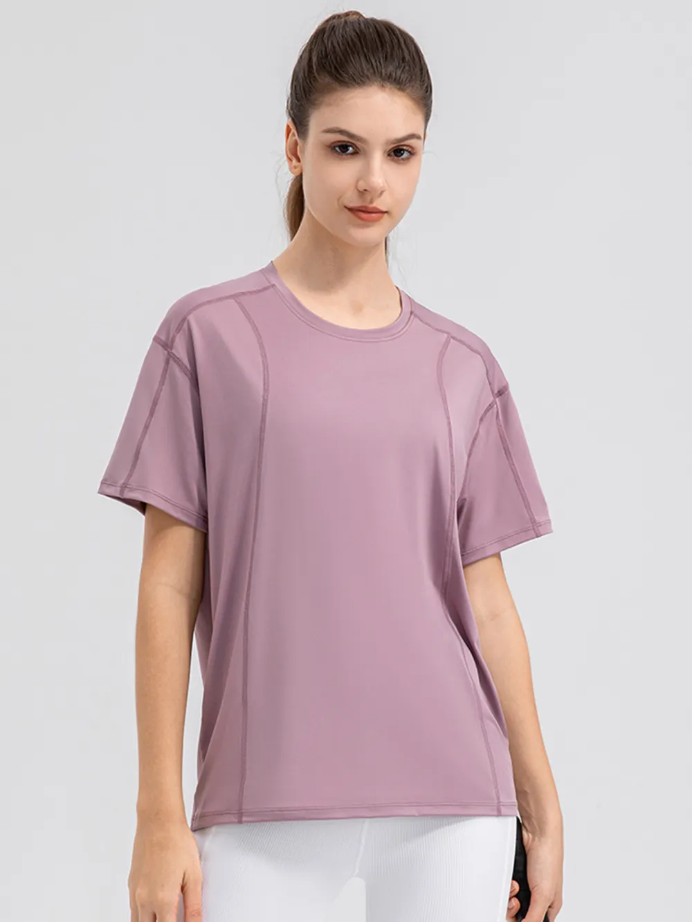 Round Neck Short Sleeve Active Top, image 2