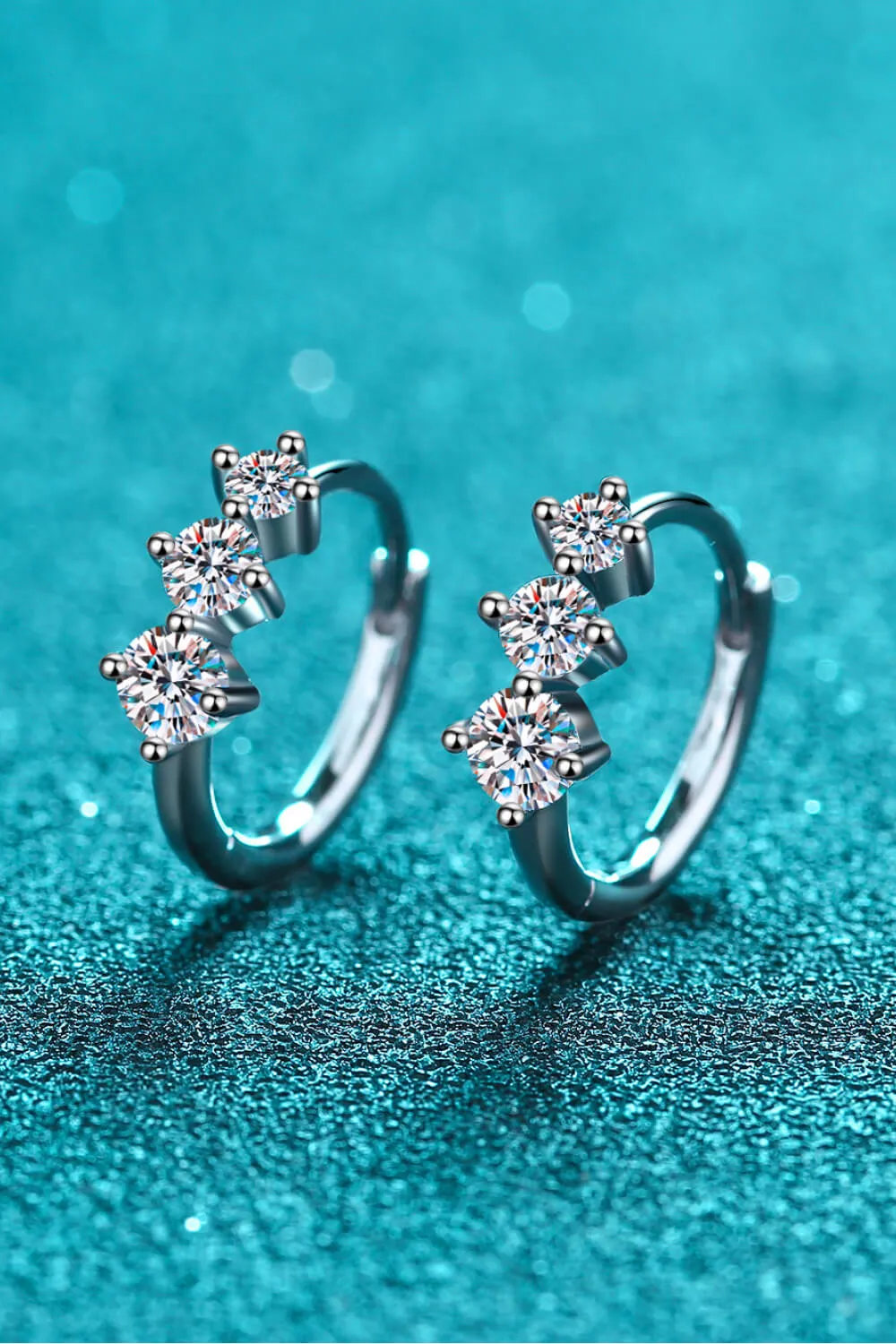 Sterling Silver Moissanite Huggie Earrings, image 3