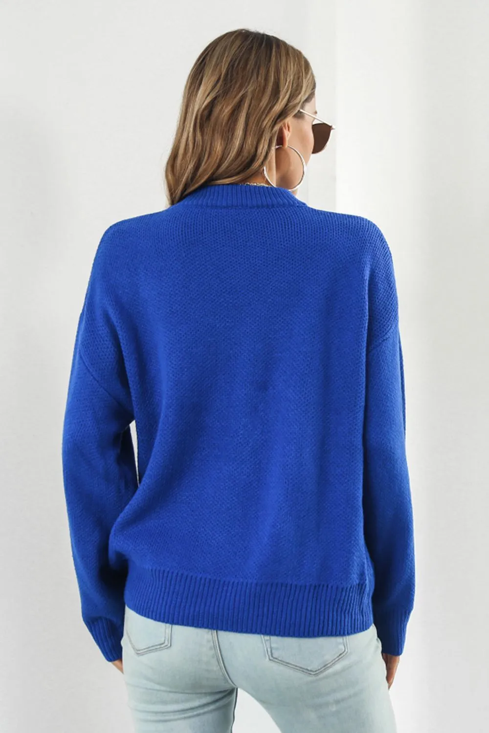 Flower Graphic Drop Shoulder Sweater, image 3