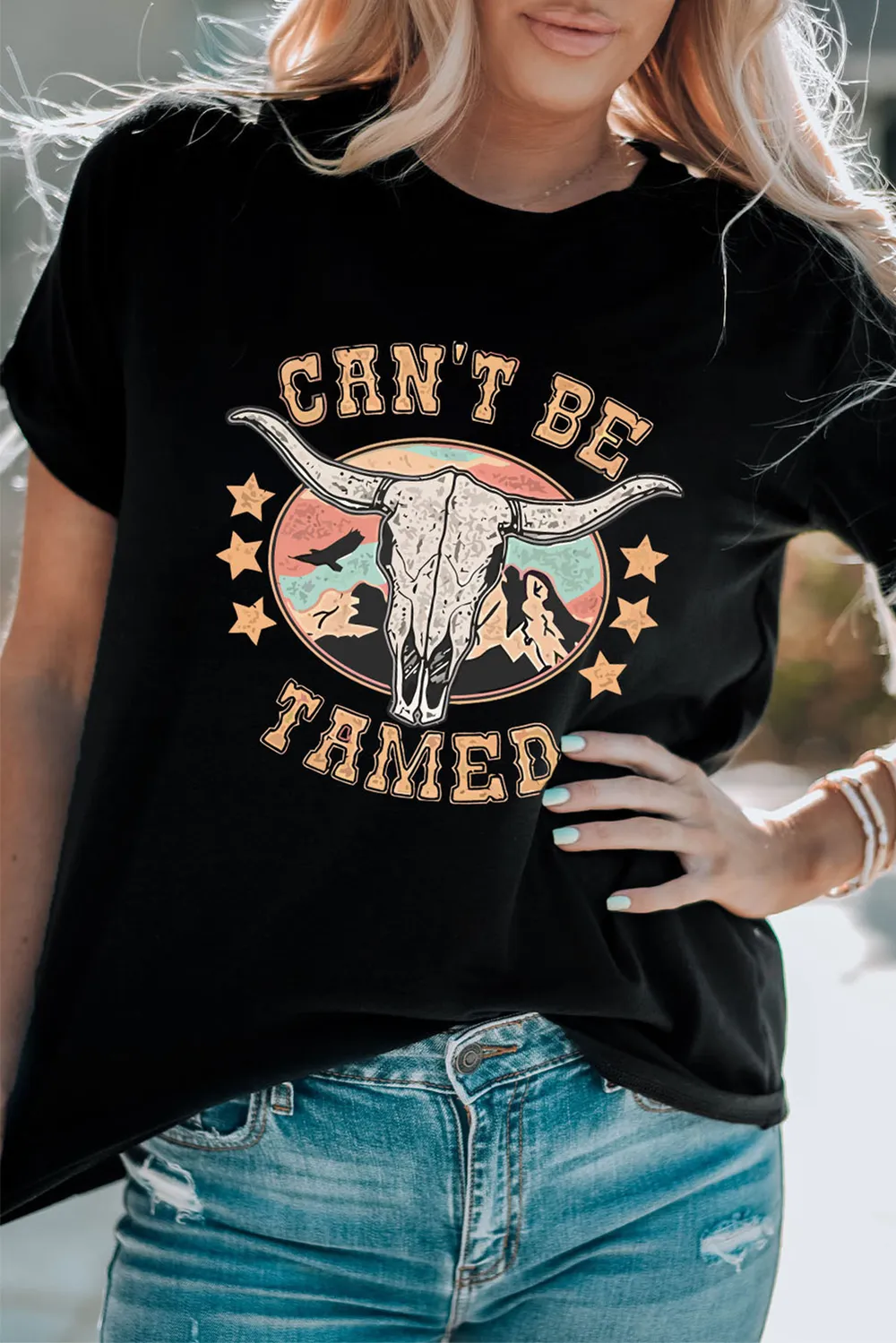 CAN'T BE TAMED Graphic Short Sleeve Tee, image 2