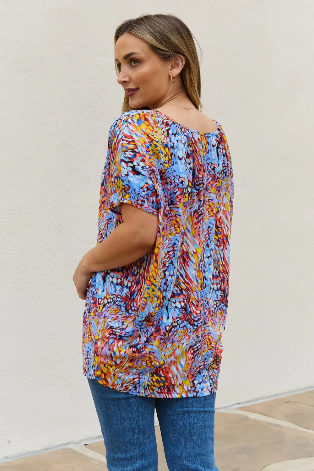 Full Size Printed Dolman Flowy Top, image 2