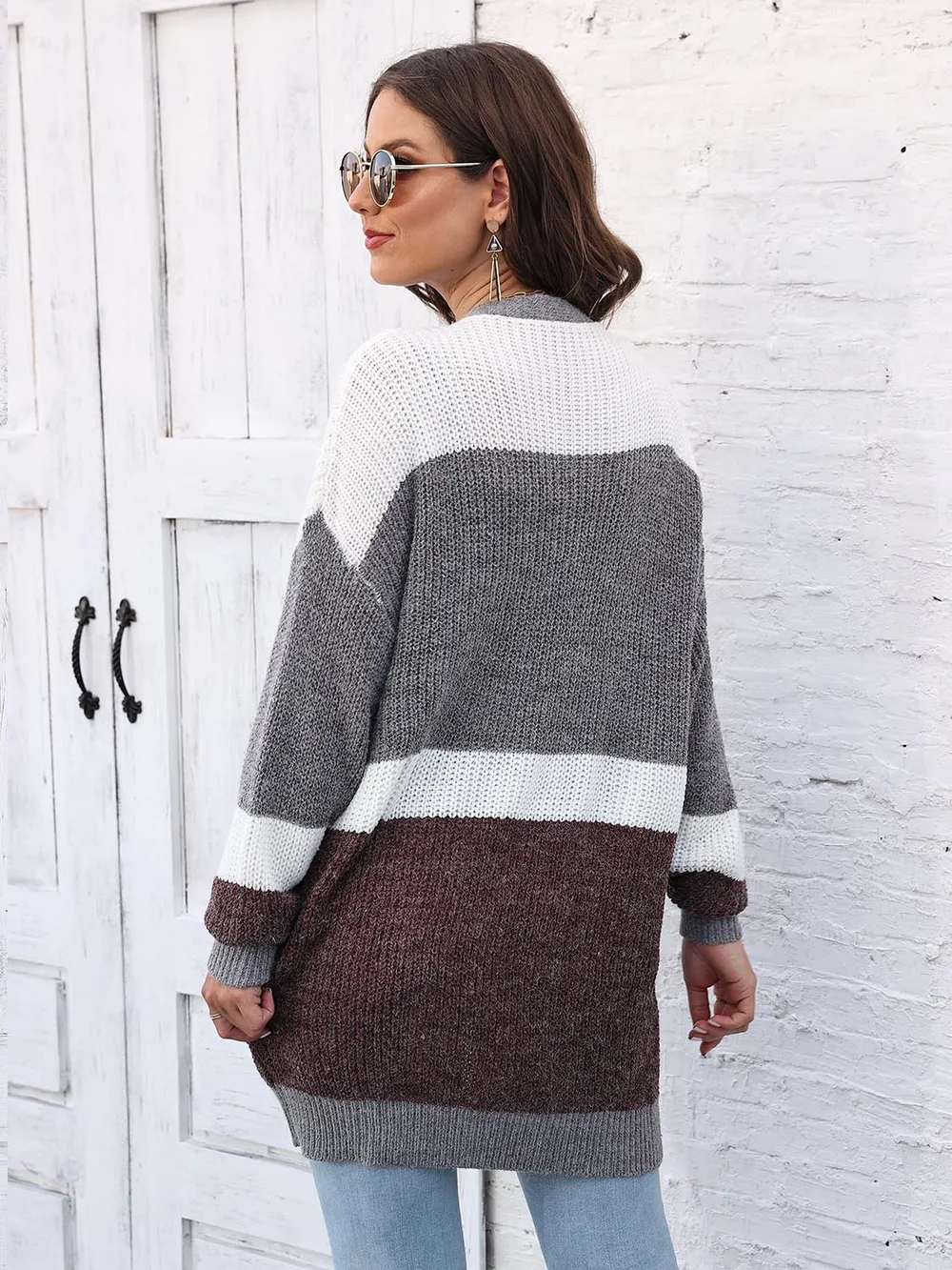 Color Block Open Front Cardigan, image 2