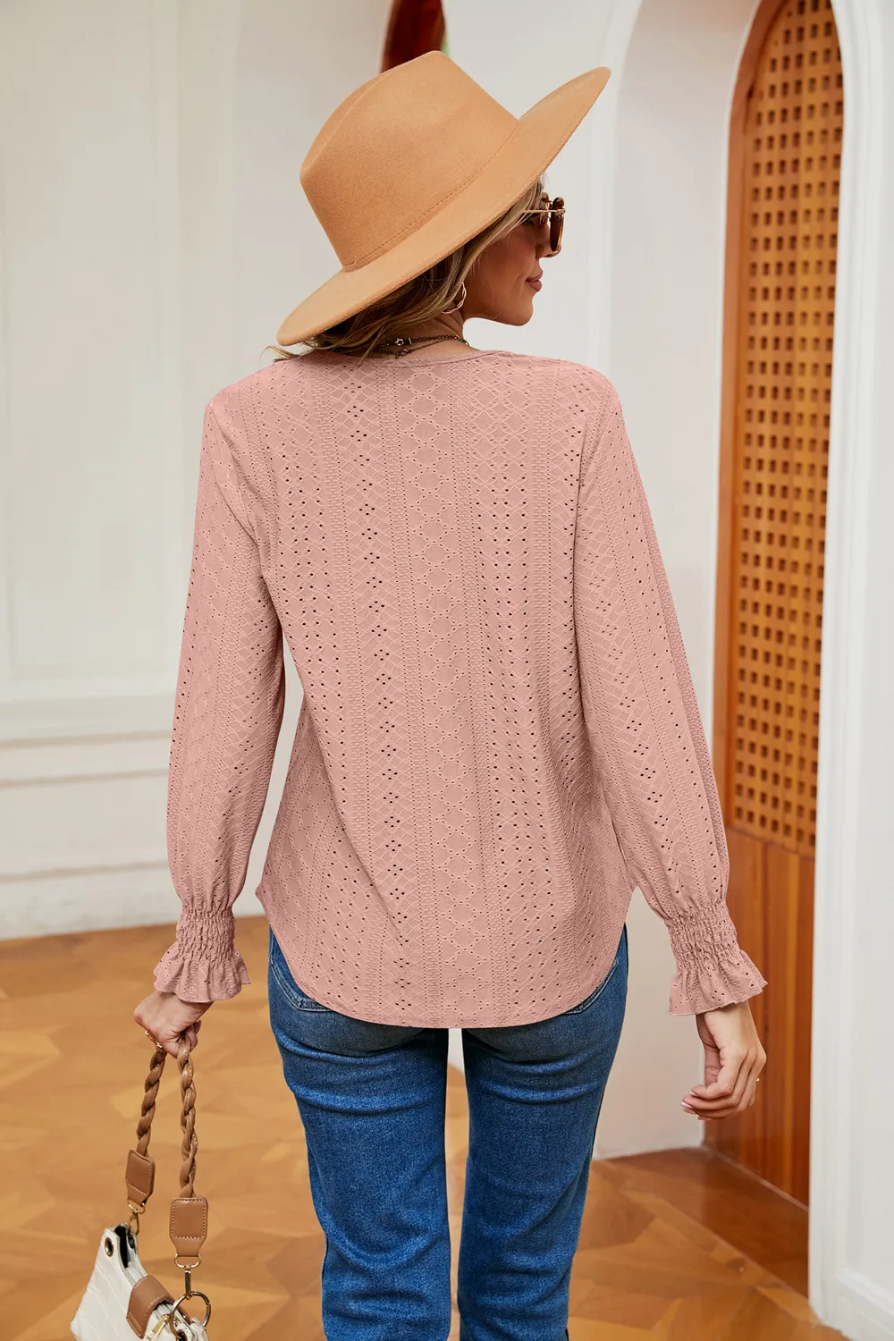 Contrast Flounce Sleeve Blouse, image 13