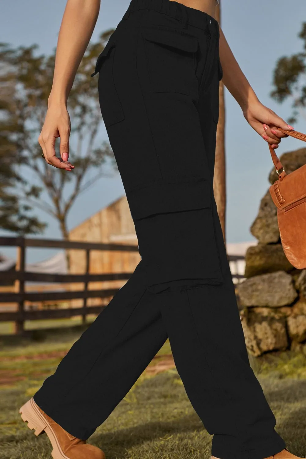 Loose Fit Long Jeans with Pockets, image 2