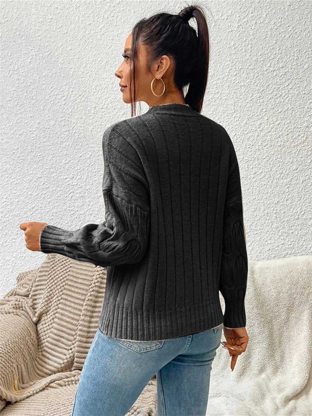 Round Neck Long Sleeve Sweater, image 12