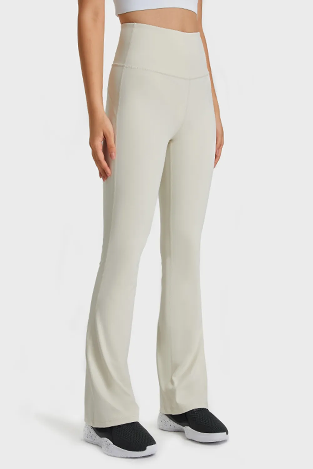 Elastic Waist Flare Yoga Pants, image 2
