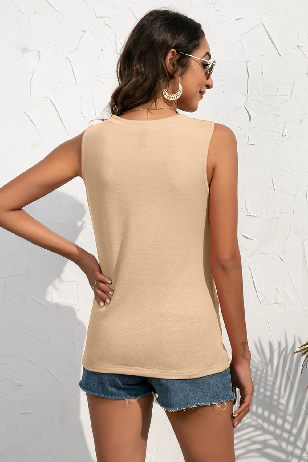 Buttoned Deep V Tank, image 4