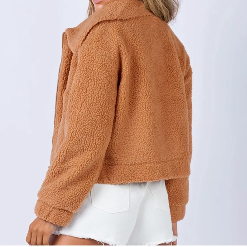Long Sleeve Collared Neck Sherpa Jacket, image 6