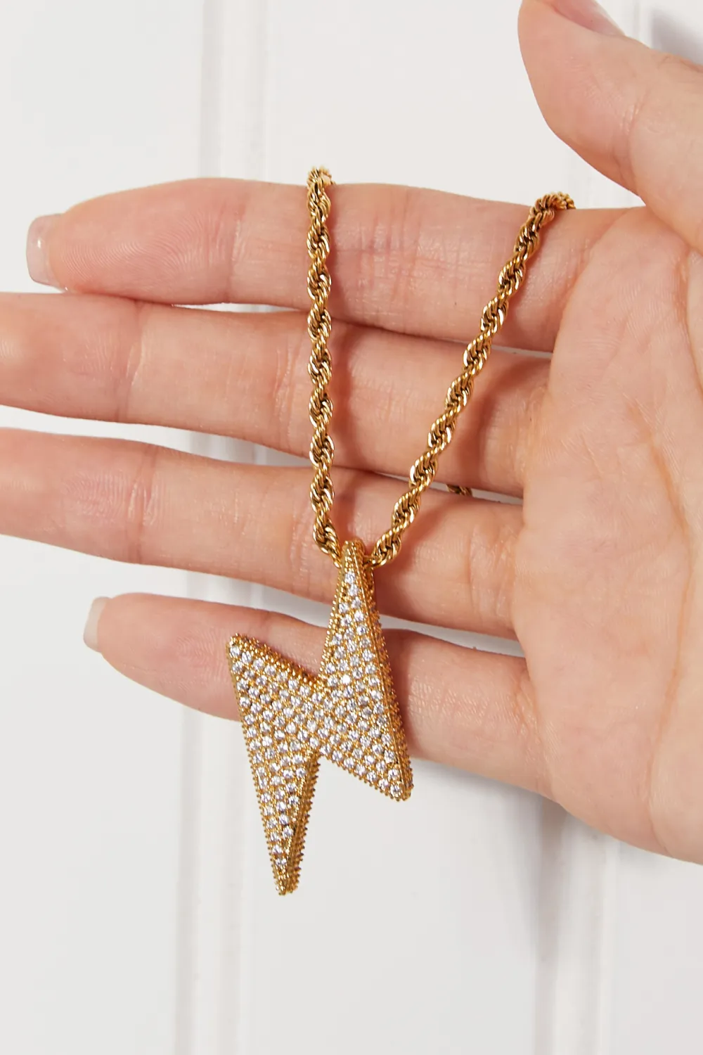 Brass Lightning Pendant Necklace, image 2