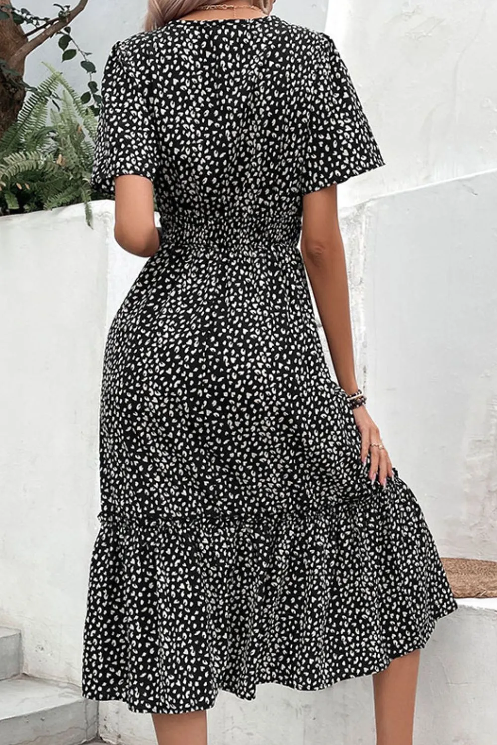 Leopard Print Short Sleeve Midi Dress, image 2