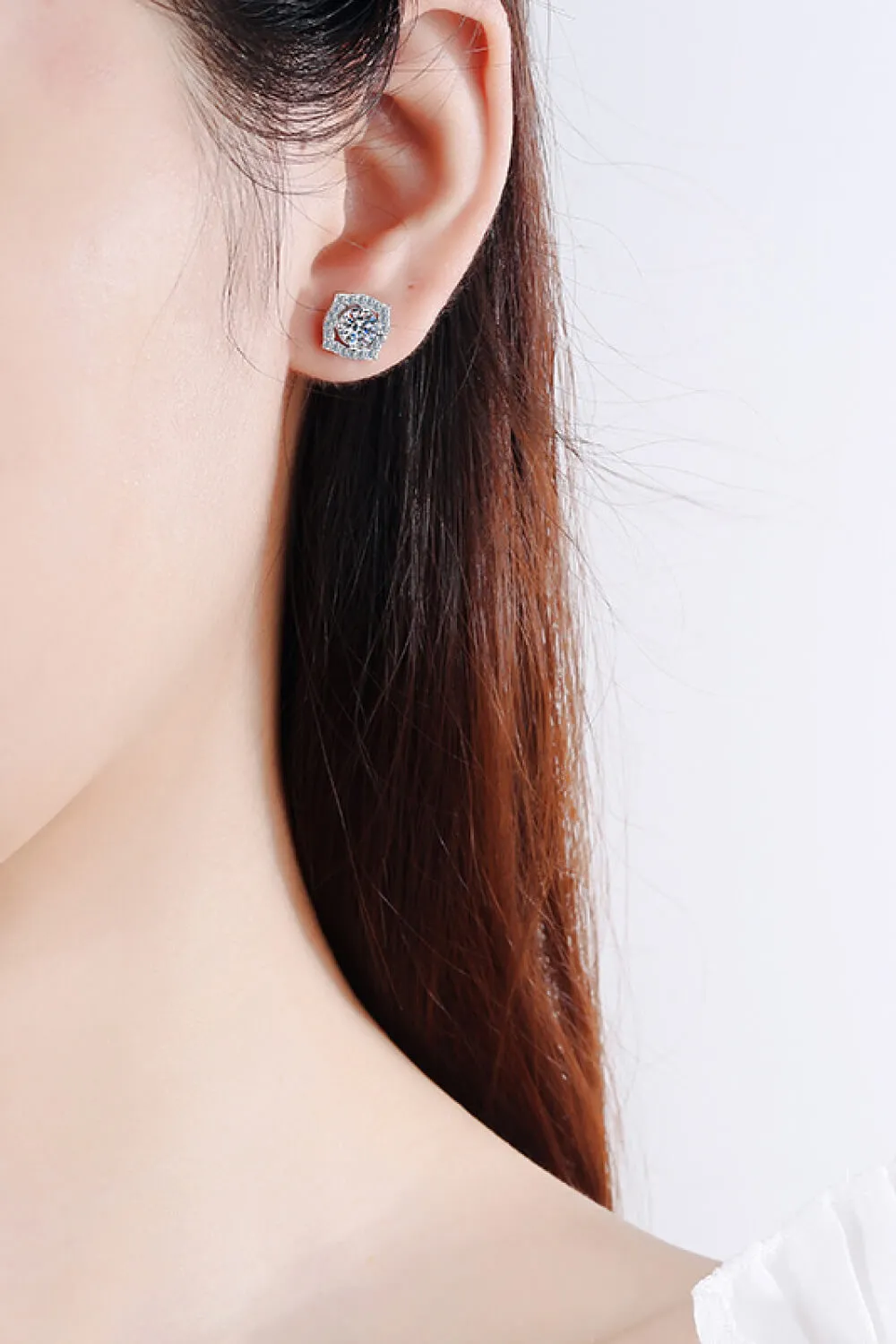 1 Carat Moissanite Geometric Stud Earrings, image 2