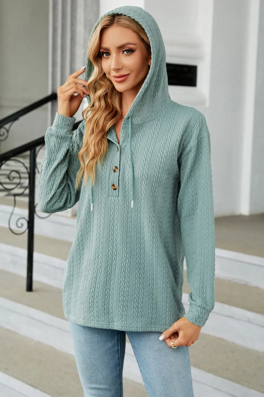 Cable-Knit Long Sleeve Hoodie, image 20