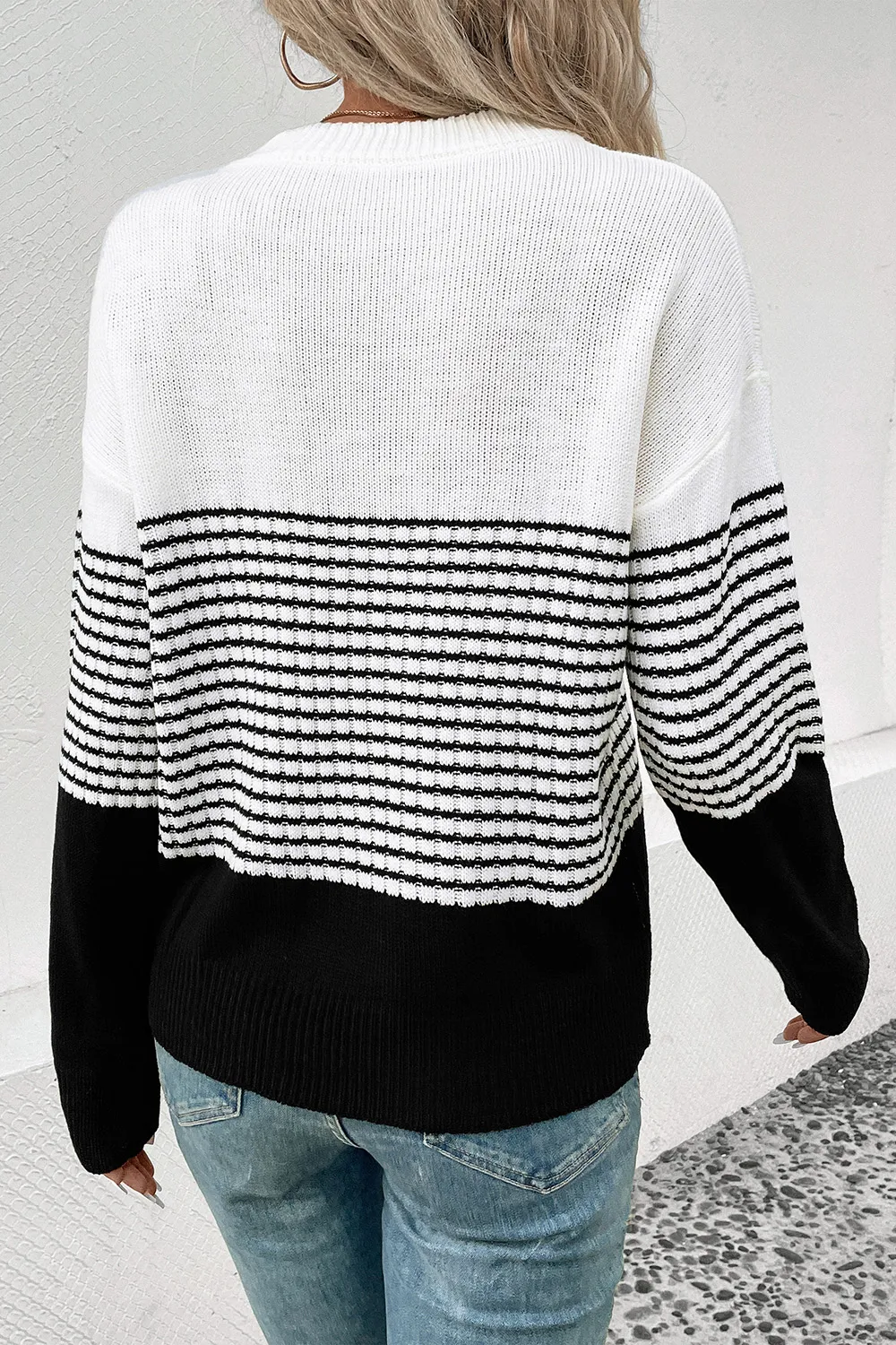Striped Drop Shoulder Sweater, image 2