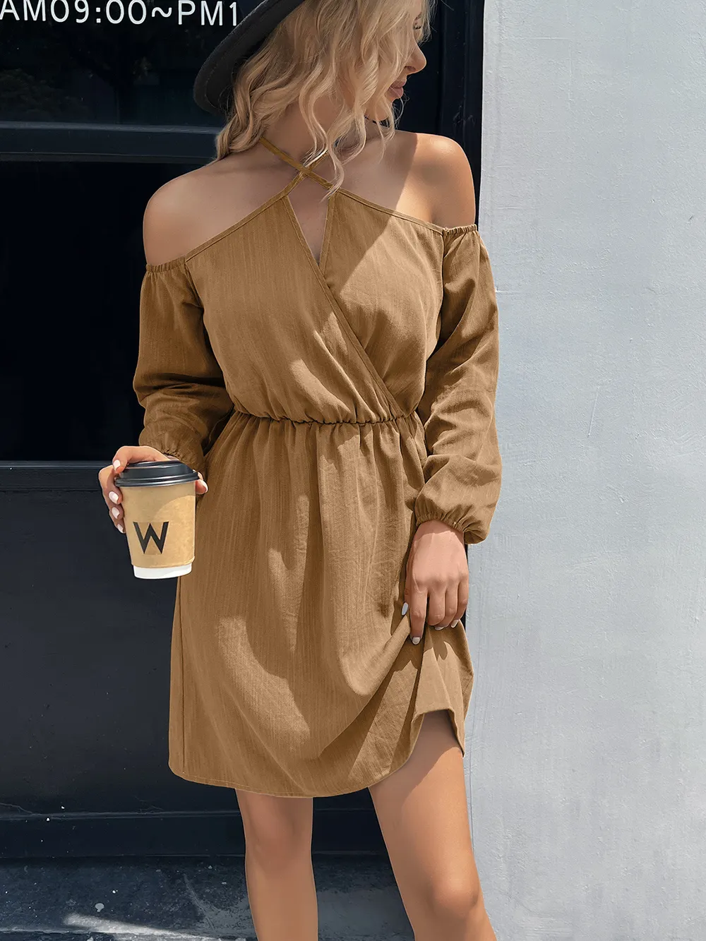 Cold-Shoulder Crisscross Mini Dress, image 5