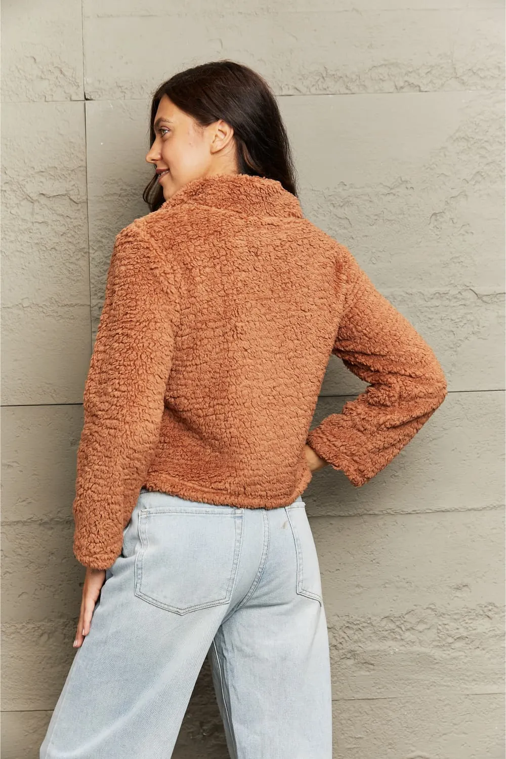 Zip-Up Collared Teddy Jacket, image 2