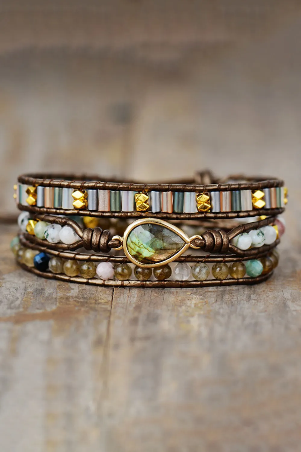 Handmade Triple Layer Beaded Bracelet, image 2