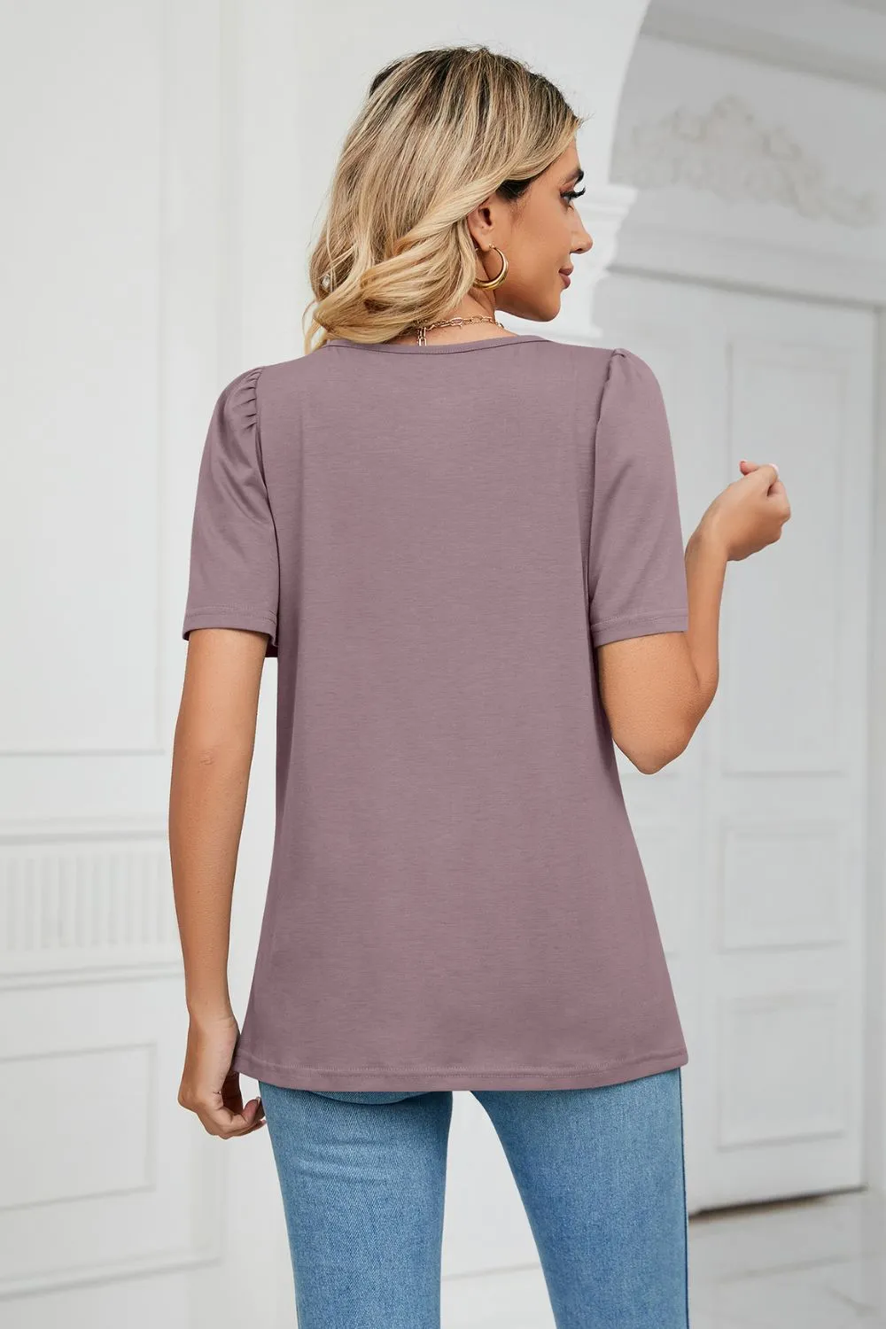 Square Neck Puff Sleeve T-Shirt, image 7