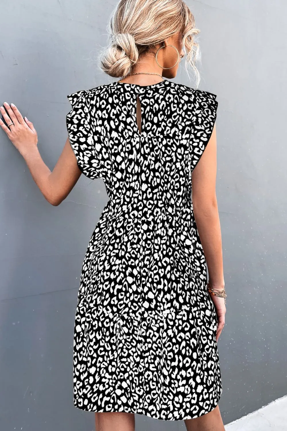 Leopard Round Neck Mini Dress, image 2