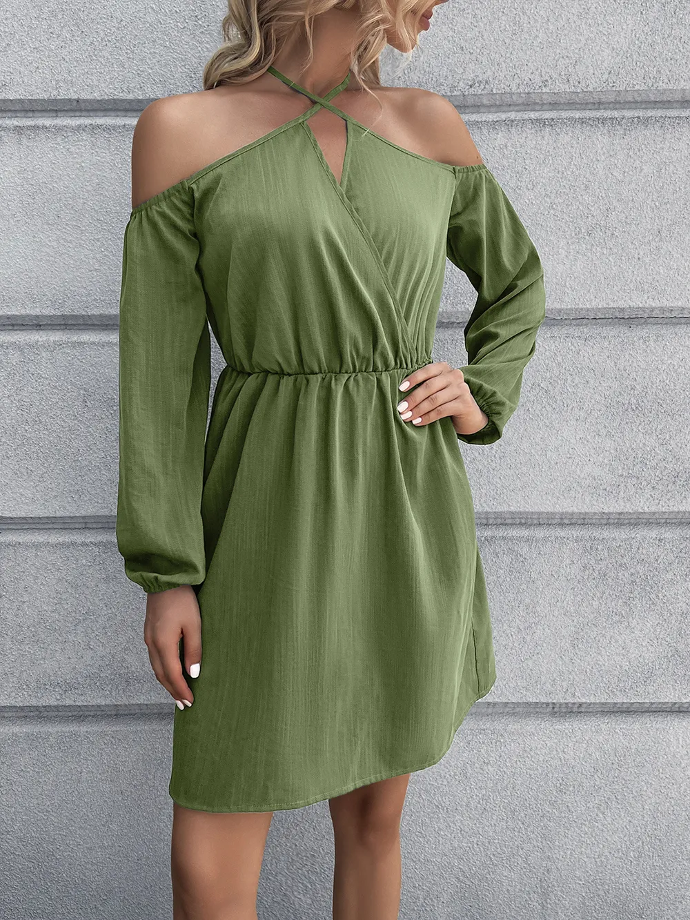 Cold-Shoulder Crisscross Mini Dress, image 8