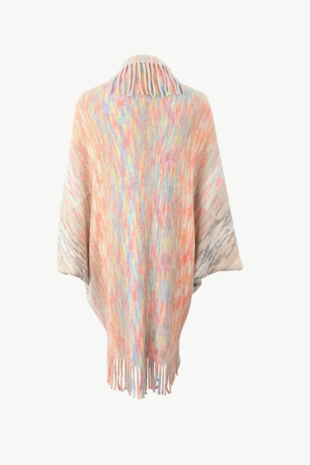 Multicolored Fringe Trim Poncho, image 7