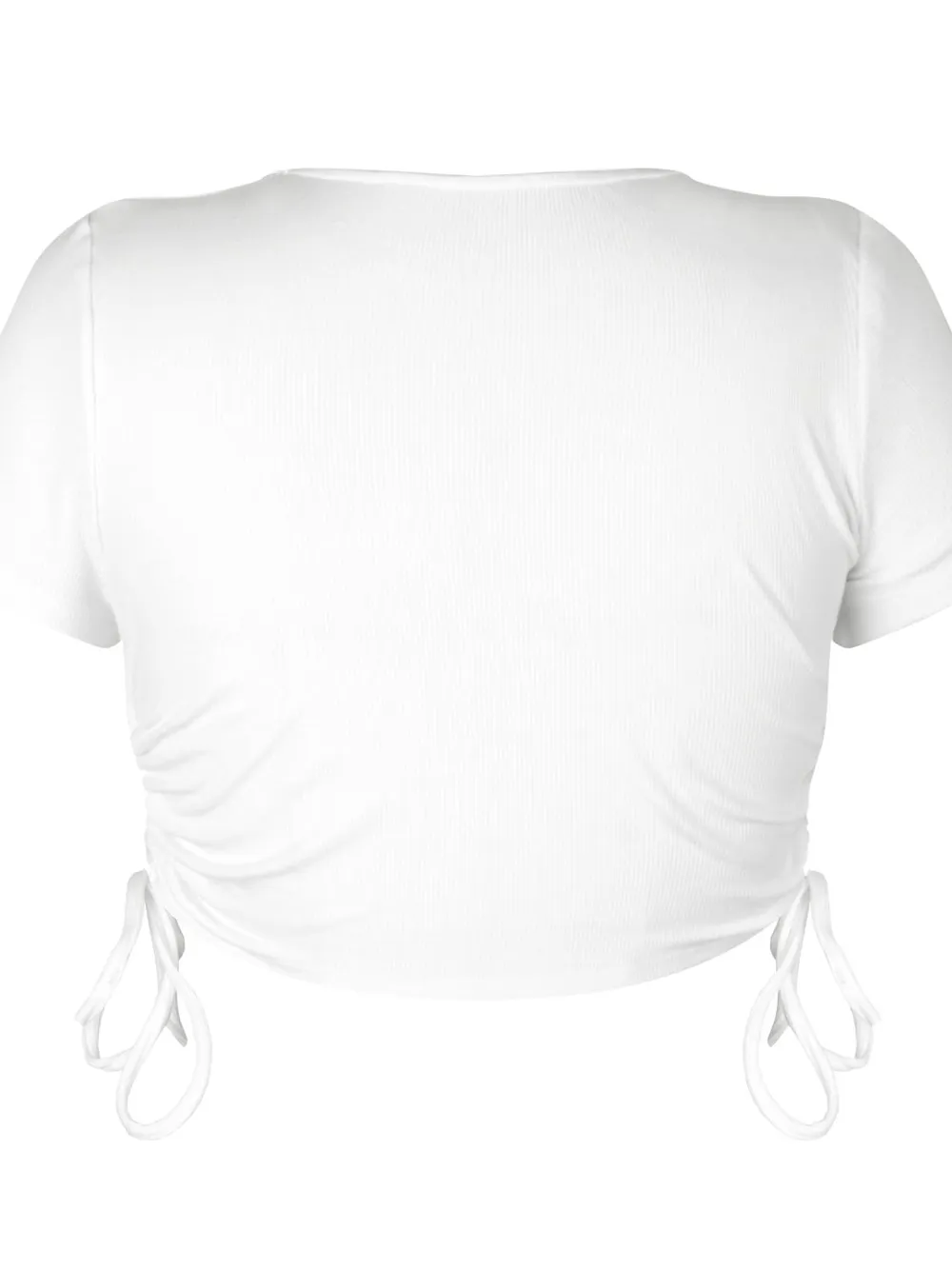 Round Neck Short Sleeve Drawstring Tee, image 4