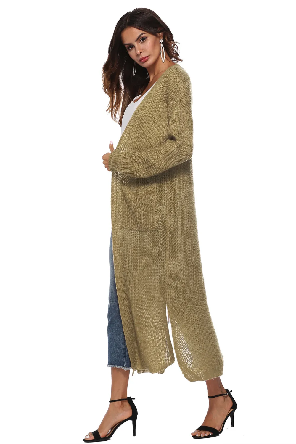 Long Sleeve Open Front Buttoned Cardigan, image 23