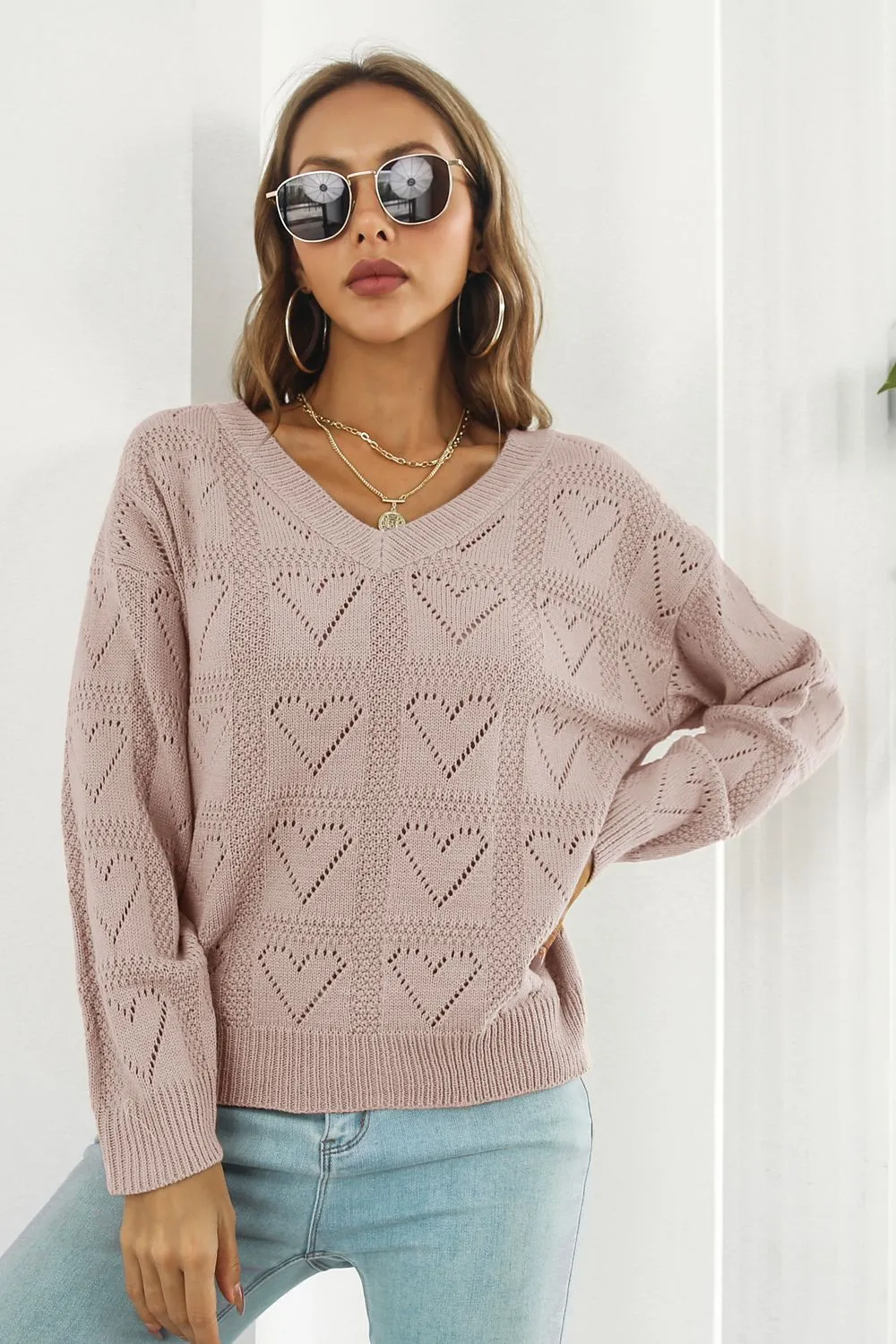 V-Neck Drop Shoulder Sweater, image 2