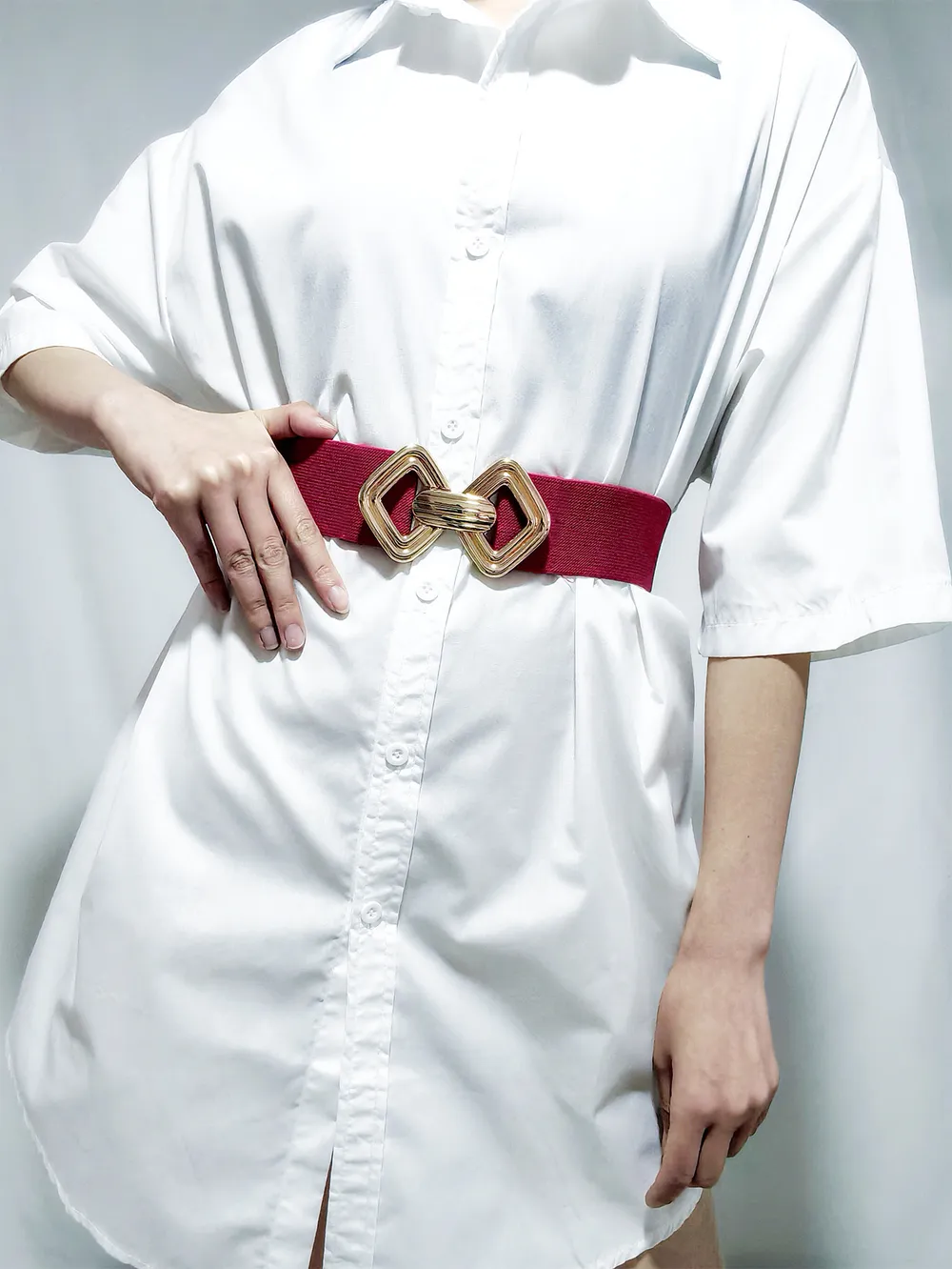 Geometric Buckle Elastic Wide Belt, image 20