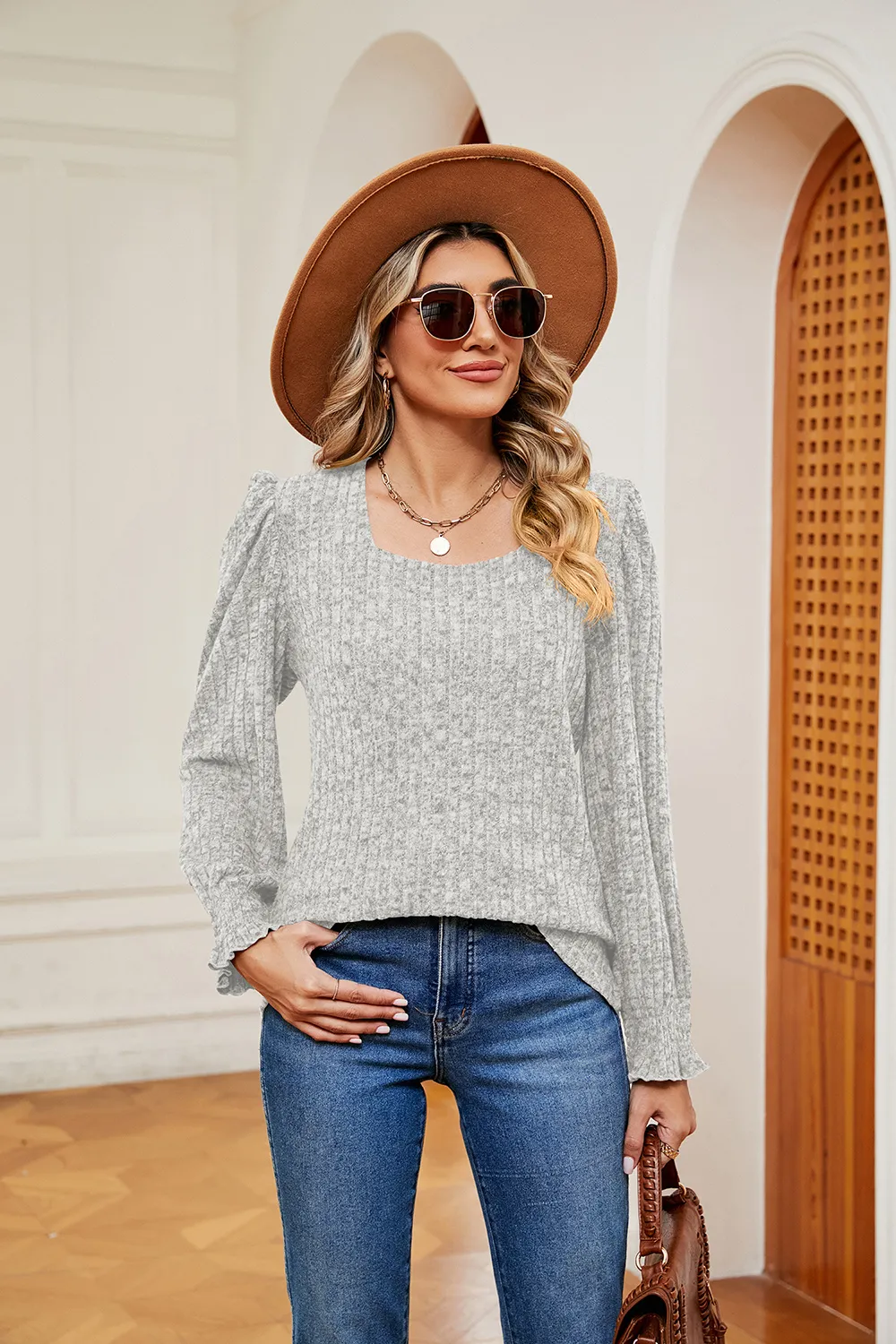 Square Neck Puff Sleeve Top, image 13