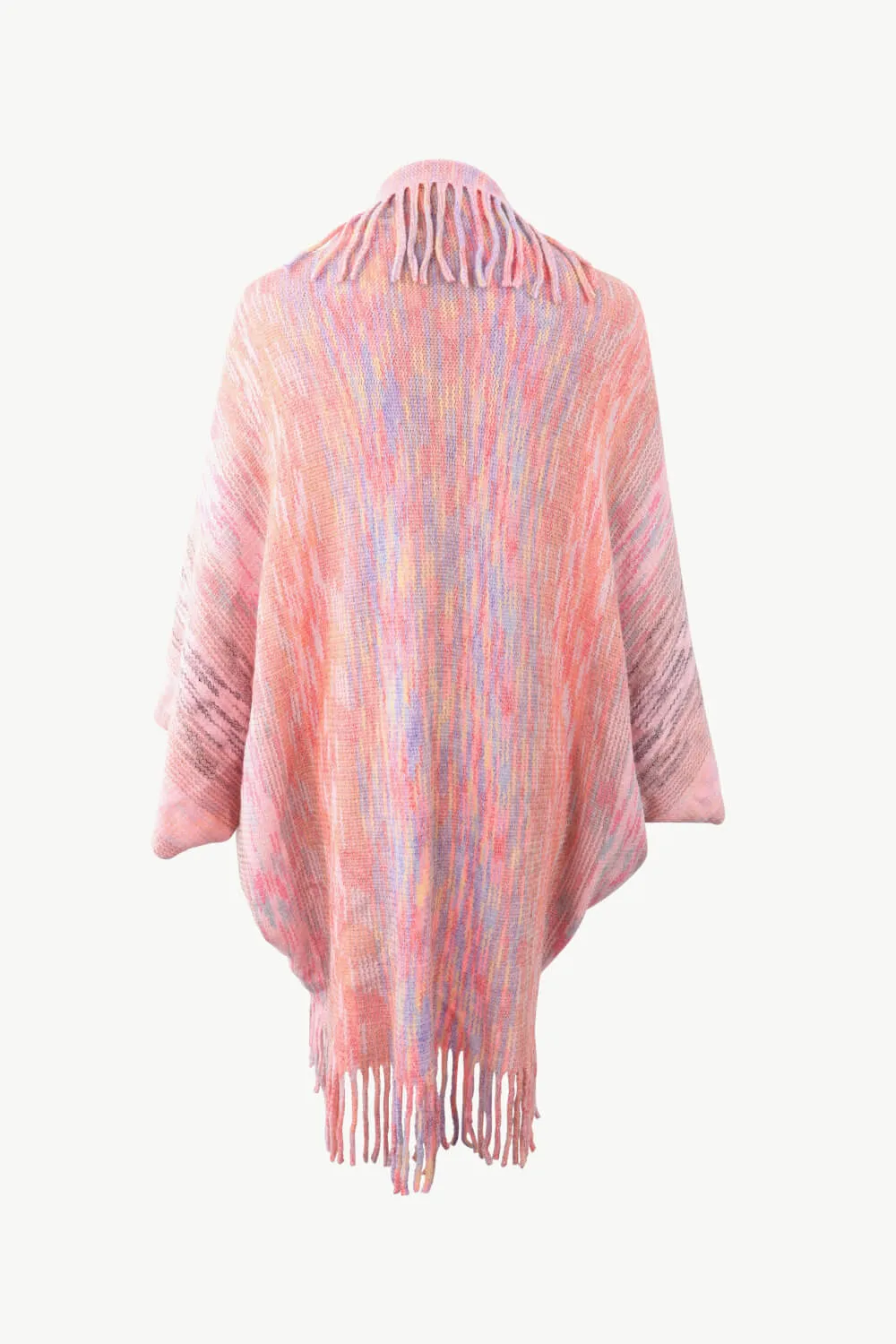 Multicolored Fringe Trim Poncho, image 9