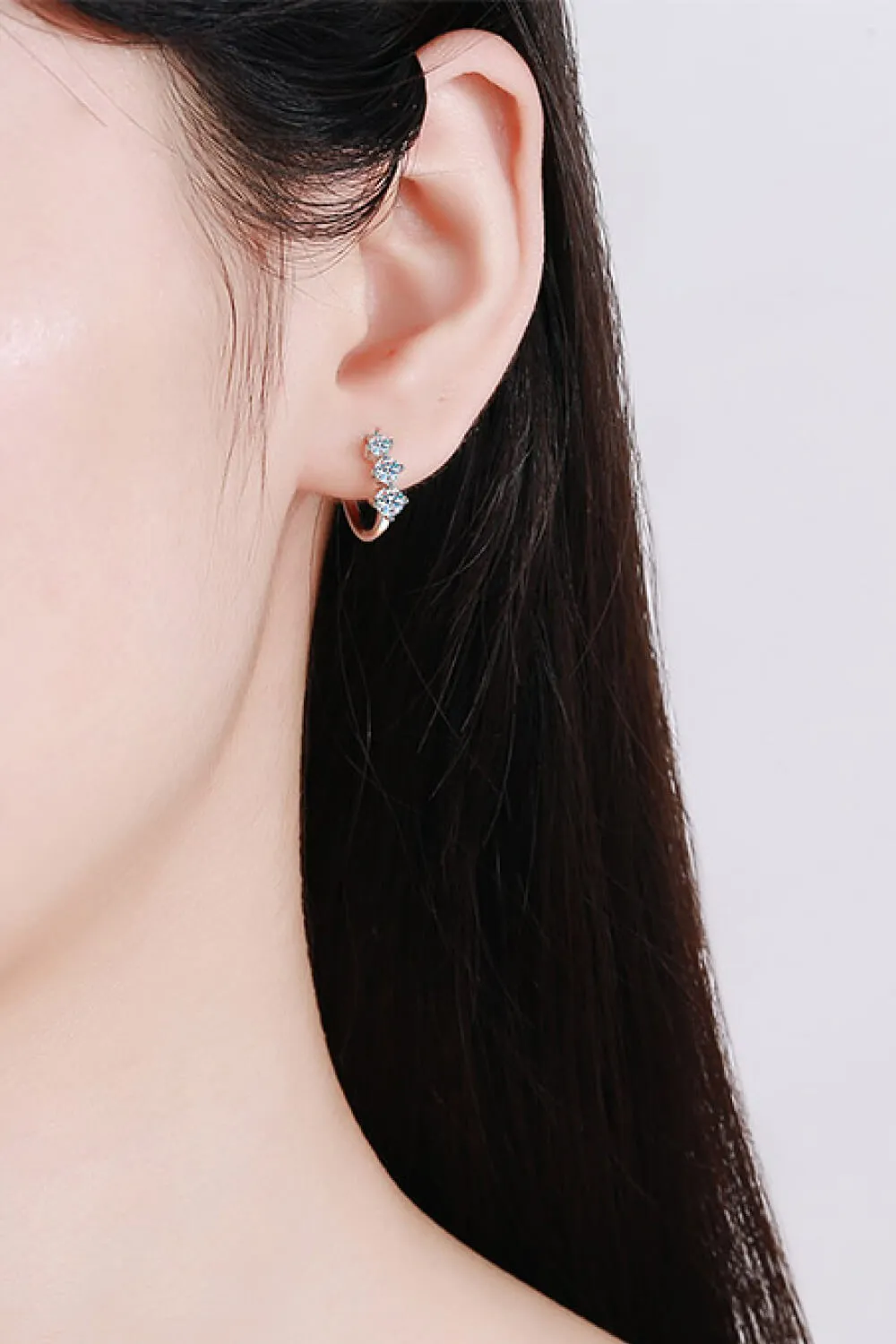 Sterling Silver Moissanite Huggie Earrings, image 2