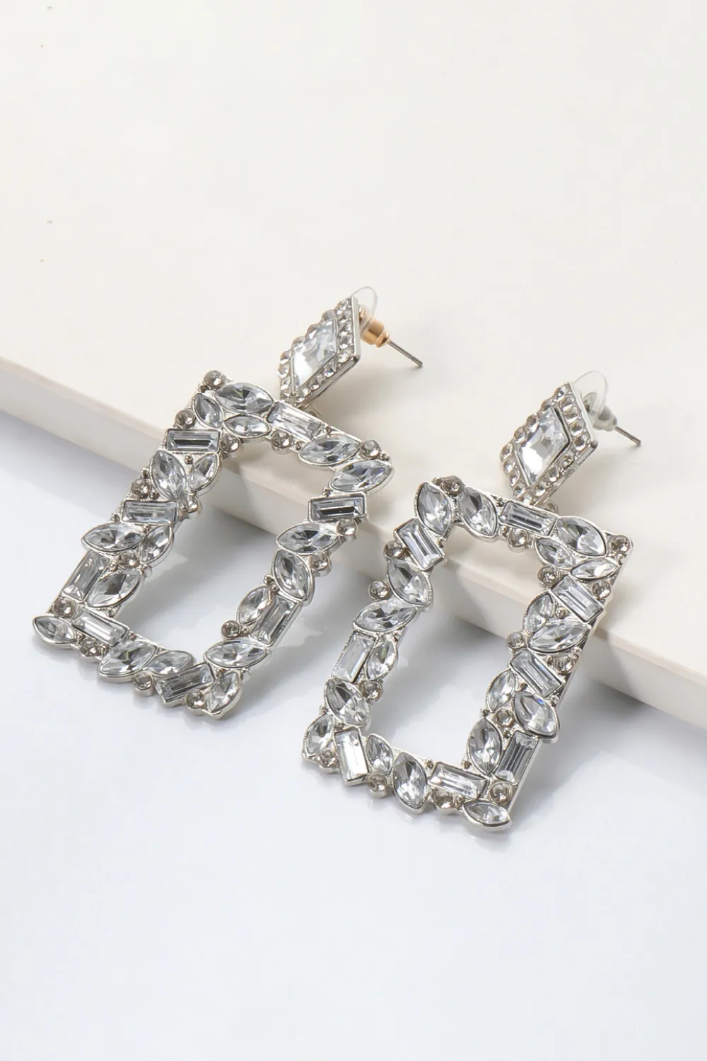 Square Shape Glass Stone Dangle Earrings, image 15