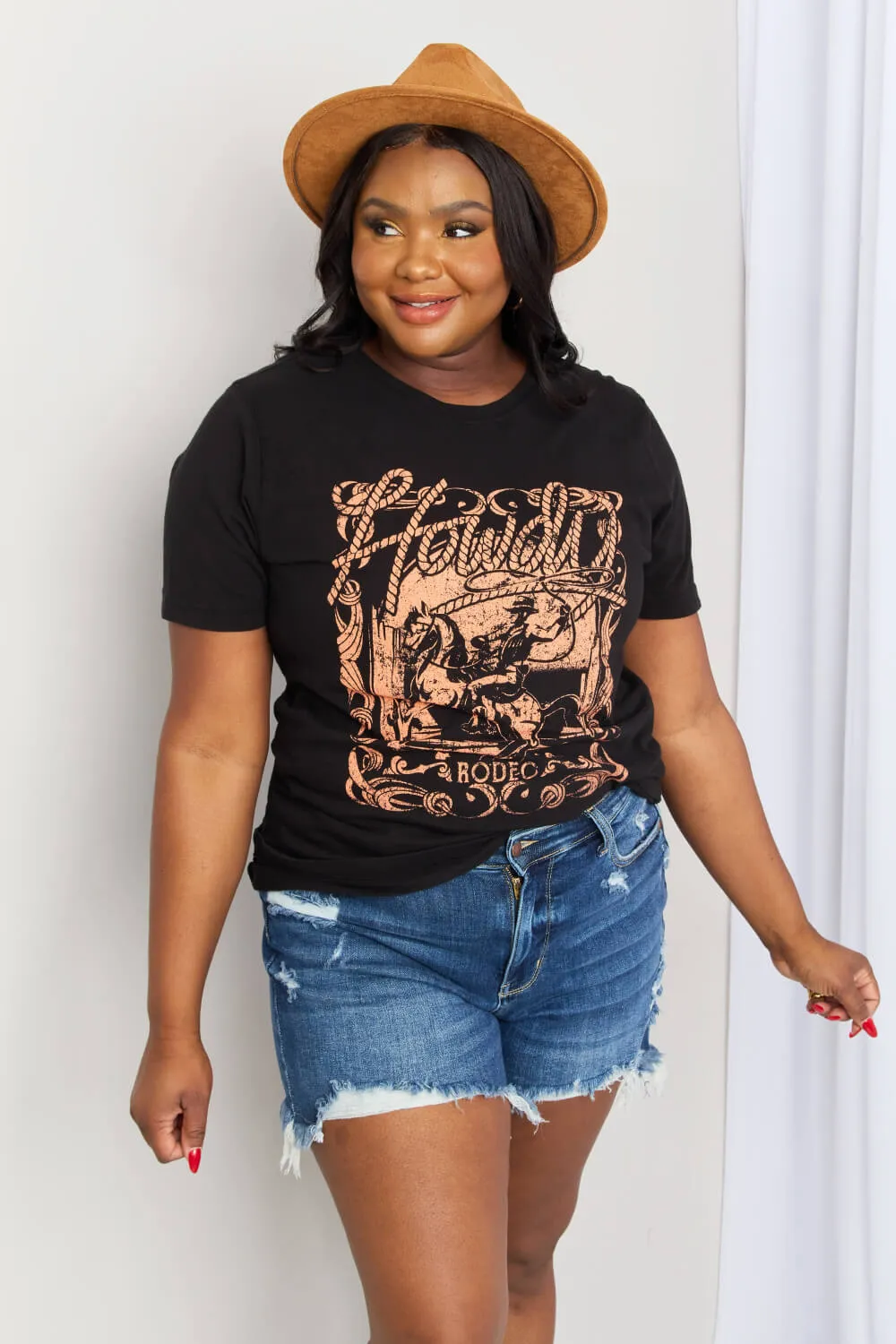 Full Size Graphic Round Neck Tee, image 3