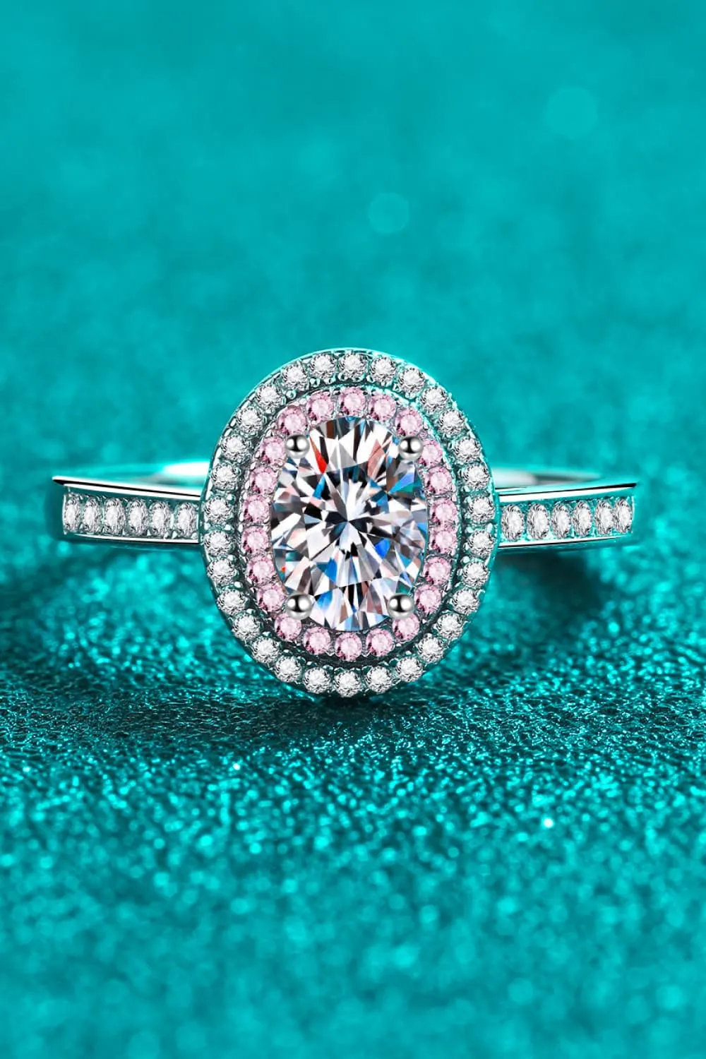 1 Carat Moissanite 925 Sterling Silver Halo Ring, image 2
