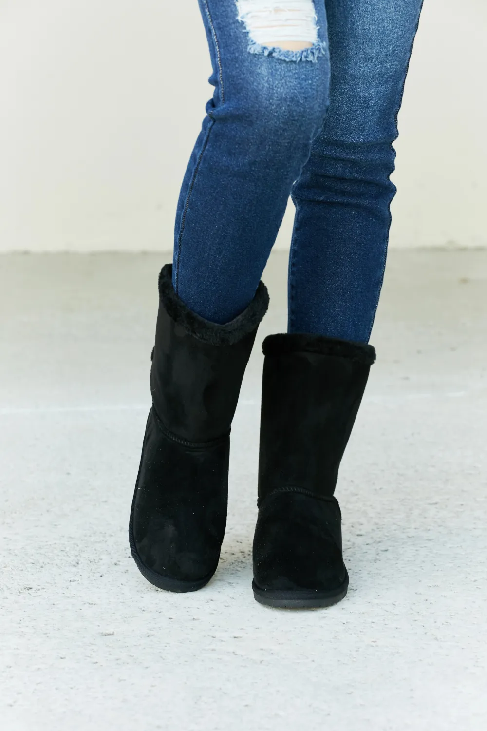 Bow Detail Faux Suede Leather Snow Boots, image 2
