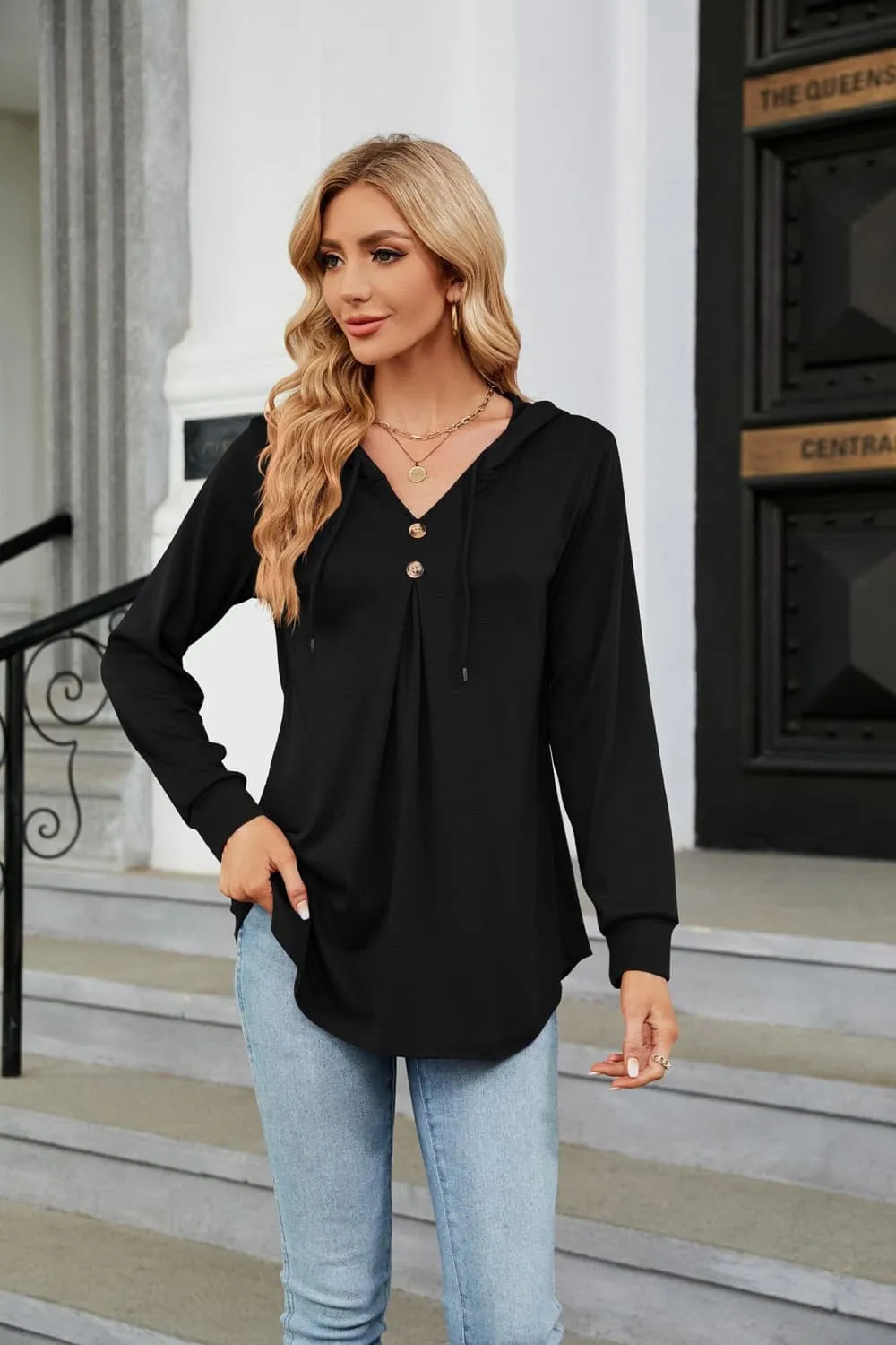 Long Sleeve Hooded Blouse, image 13