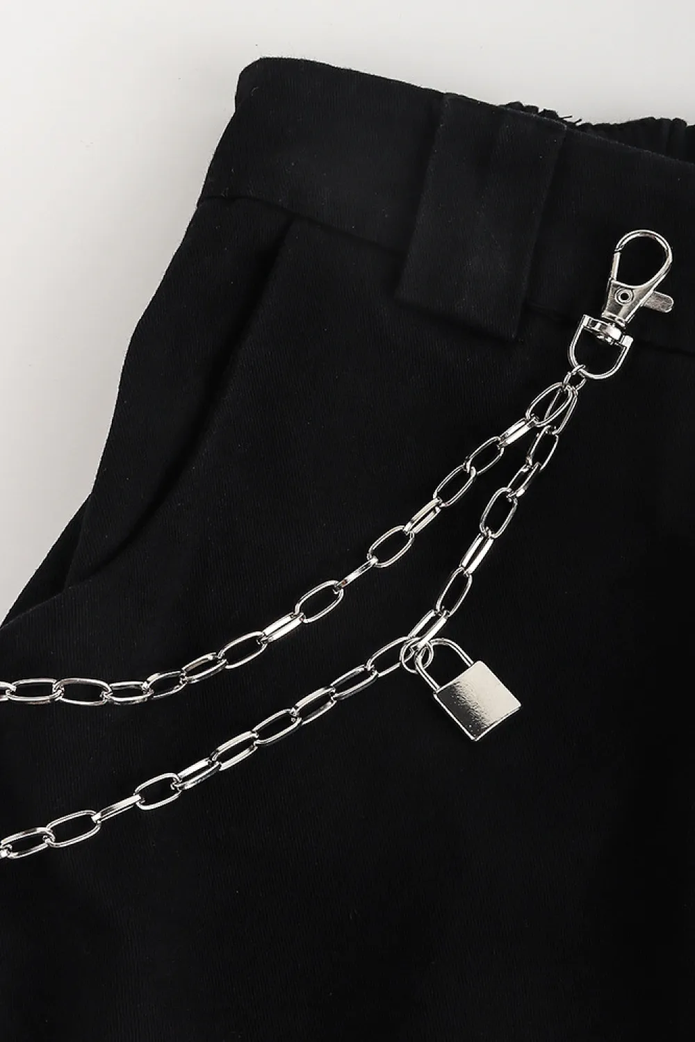 Double Layered Iron Chain Belt with Lock Charm, image 4