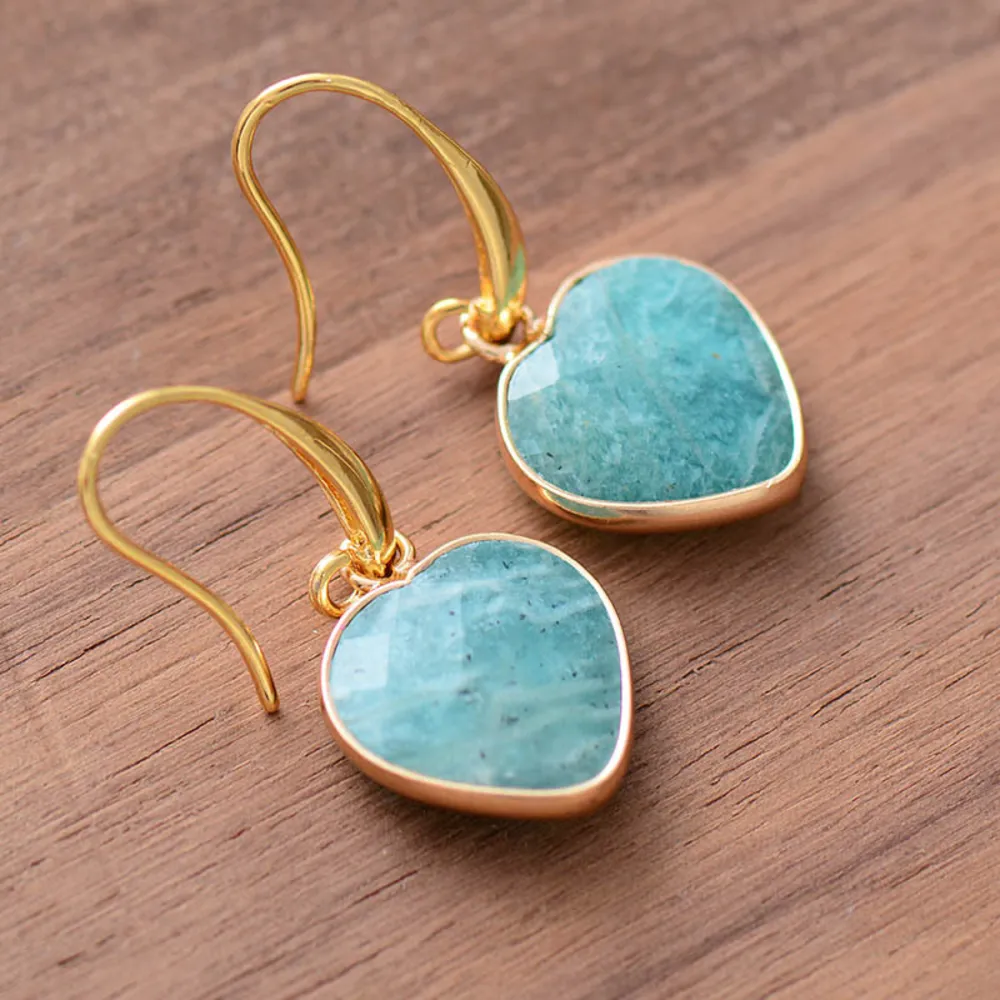 Natural Stone Heart Drop Earrings, image 4