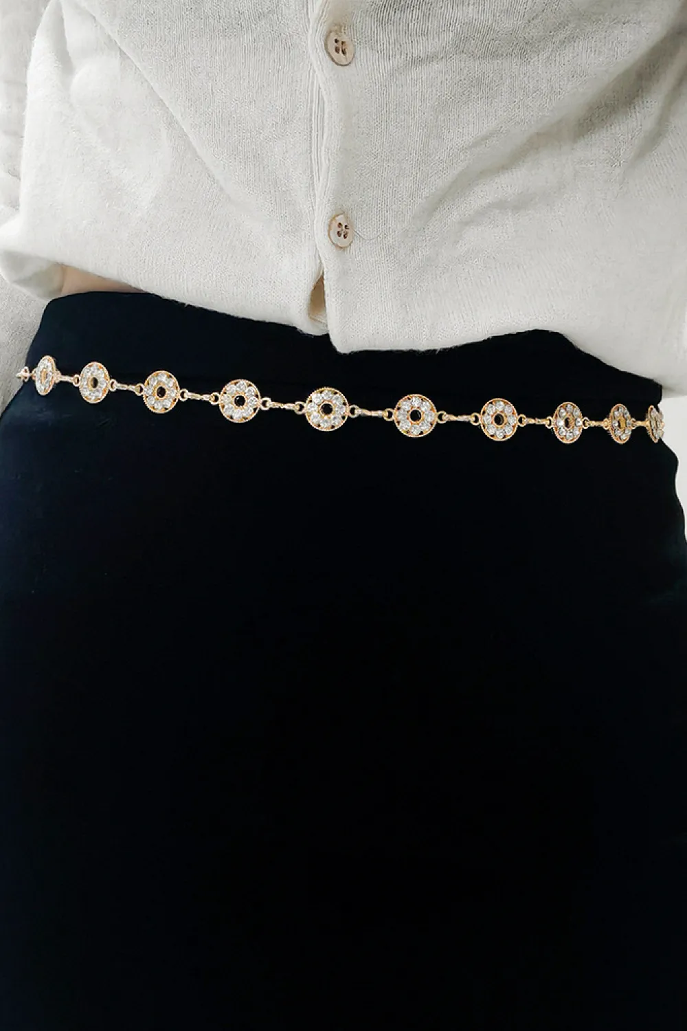 Rhinestone Decor Zinc Alloy Belt, image 2