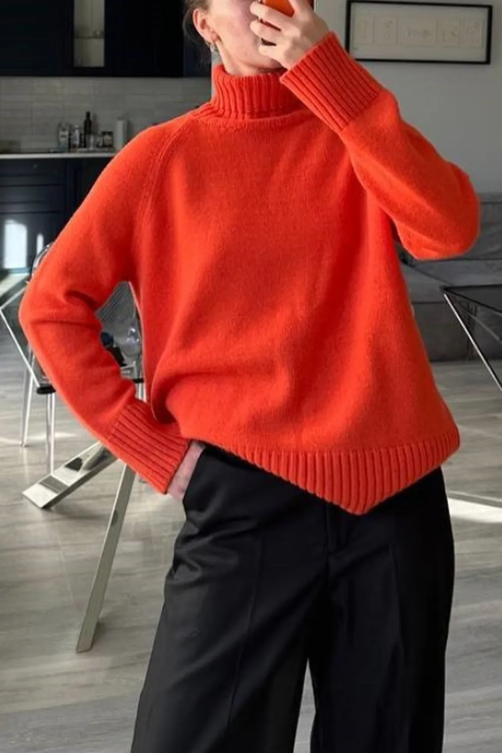 Turtle Neck Raglan Sleeve Sweater, image 12