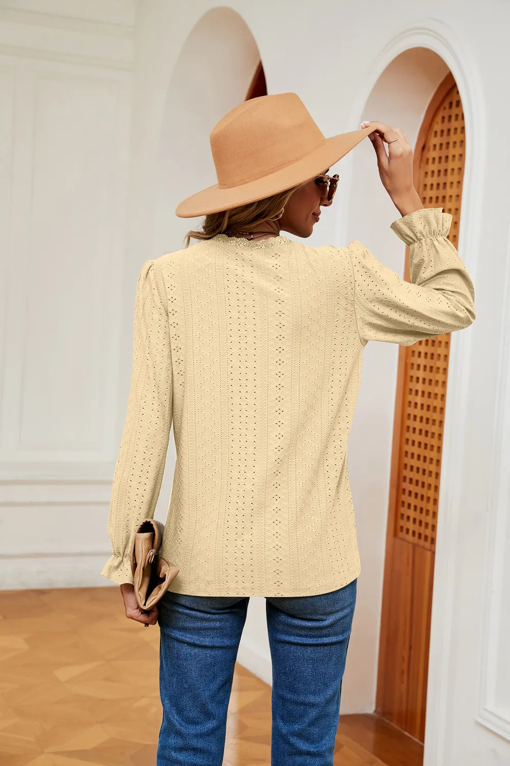 V-Neck Flounce Sleeve Blouse, image 15