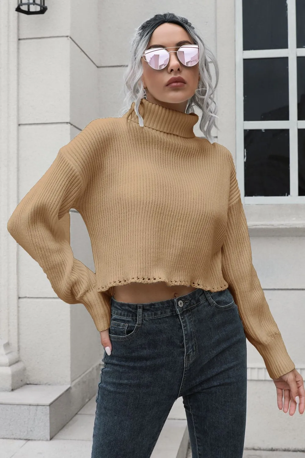 Turtleneck Dropped Shoulder Sweater, image 7