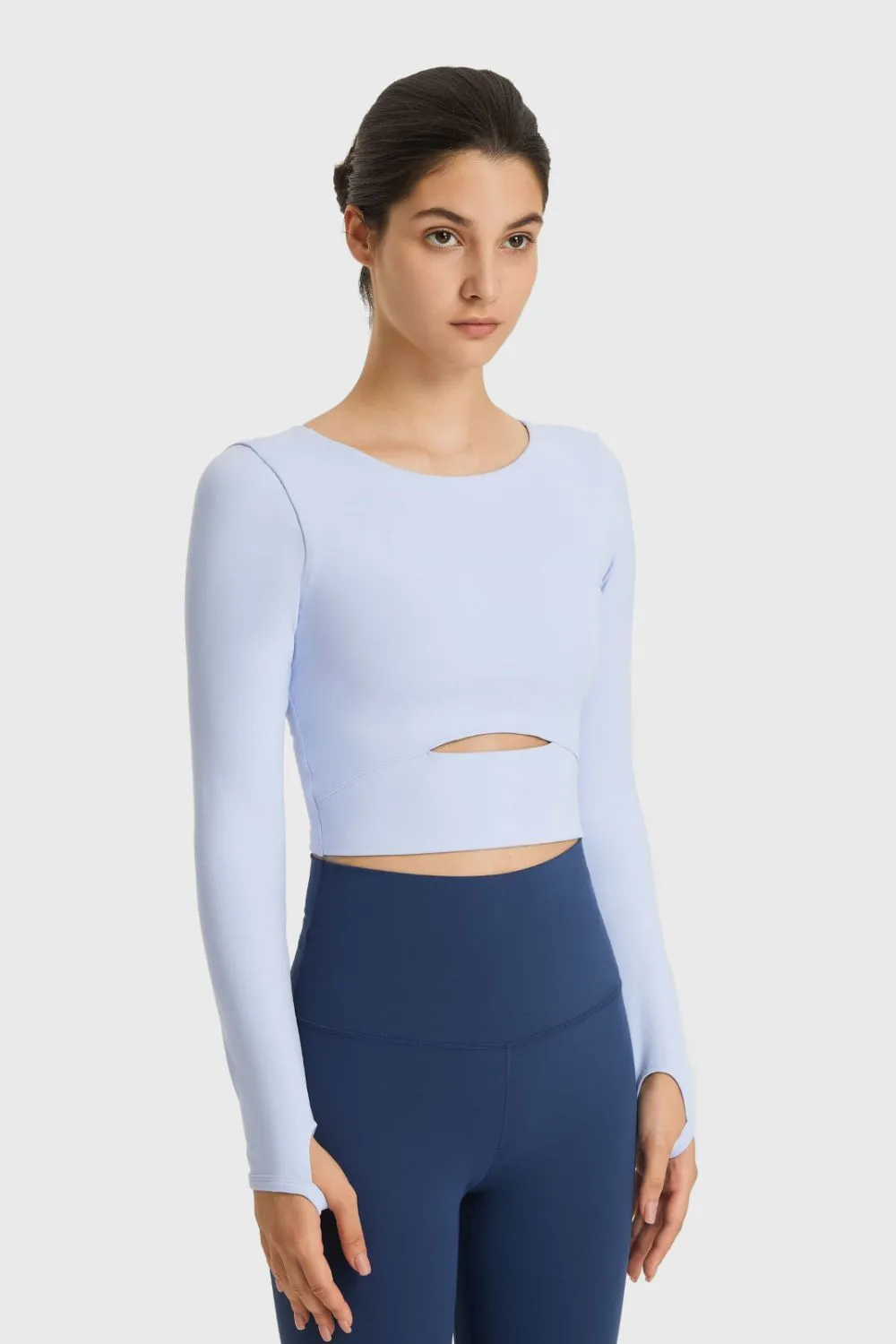 Cutout Long Sleeve Cropped Sports Top, image 2