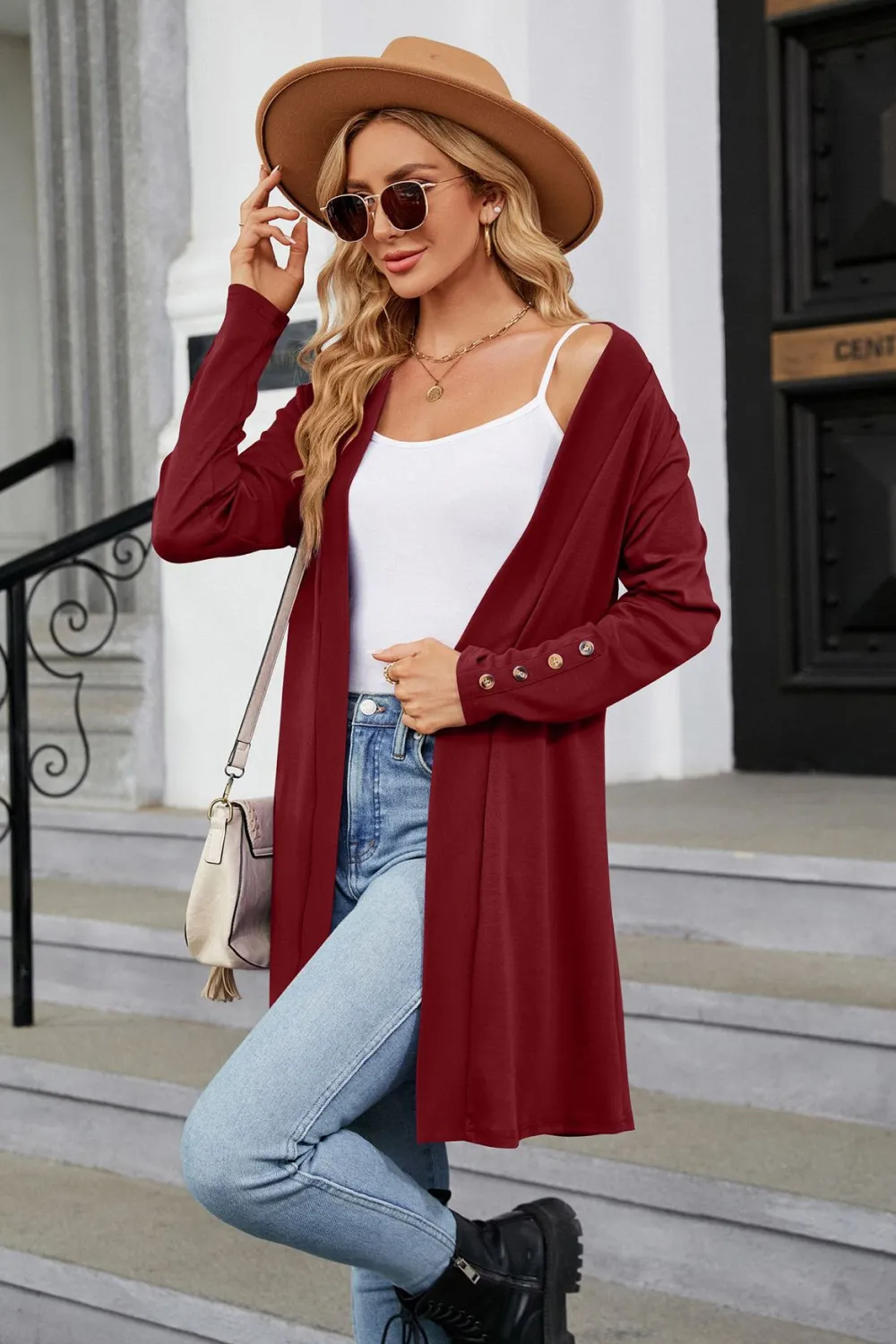 Long Sleeve Open Front Cardigan, image 12