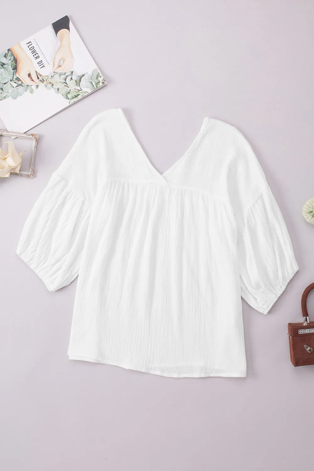 Dropped Shoulder V-Neck Blouse, image 12