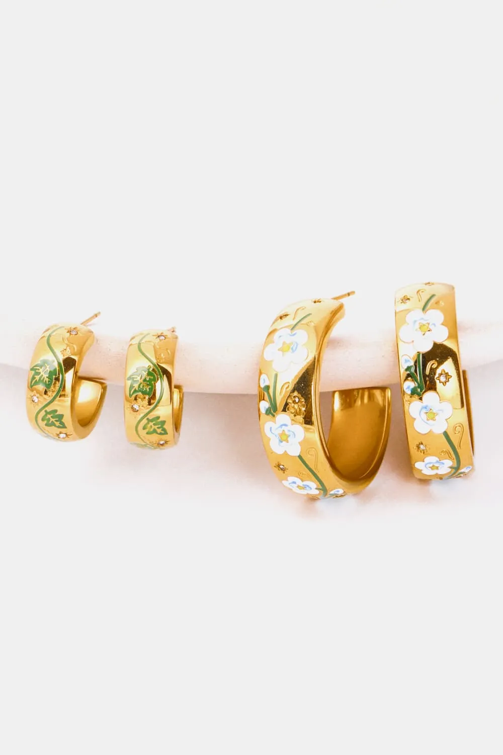 Stainless Steel 18K Gold Plated Ring Shape C-Hoop Earrings, image 4